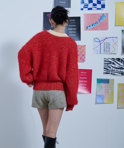 miette（ミエット）の「ウール混モヘアタッチニットショートパンツ（その他パンツ・レディース・グレー/アイボリー/ブラック・FREE）」の10枚目の写真