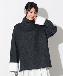 モックネック ワイドスリーブ プルオーバー