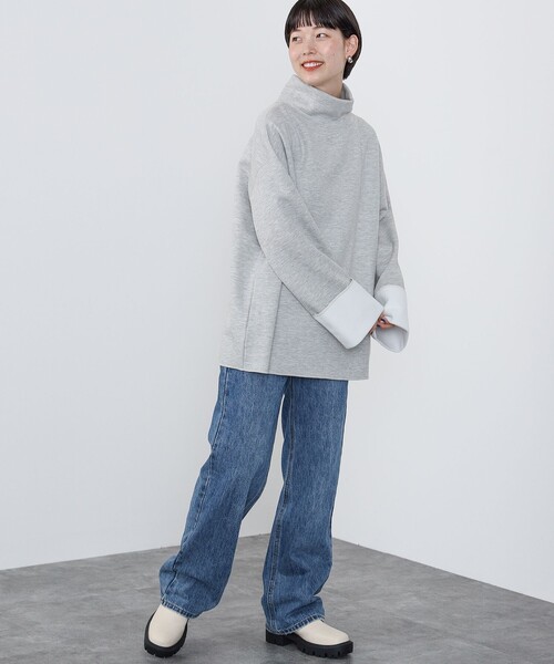 BEAMS HEART（ビームスハート）の「モックネック ワイドスリーブ プルオーバー（Tシャツ/カットソー・レディース・ホワイト系その他5/ライトグレー/ブラック・FREE）」の5枚目の写真