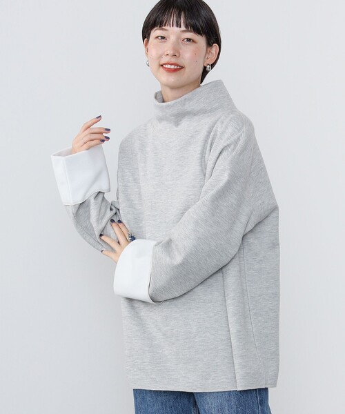 BEAMS HEART（ビームスハート）の「モックネック ワイドスリーブ プルオーバー（Tシャツ/カットソー・レディース・ホワイト系その他5/ライトグレー/ブラック・FREE）」の6枚目の写真