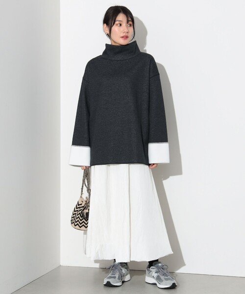 BEAMS HEART（ビームスハート）の「モックネック ワイドスリーブ プルオーバー（Tシャツ/カットソー・レディース・ホワイト系その他5/ライトグレー/ブラック・FREE）」の8枚目の写真