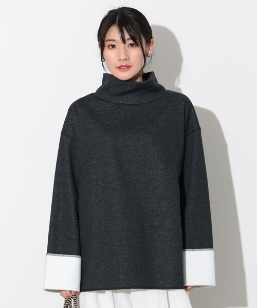 BEAMS HEART（ビームスハート）の「モックネック ワイドスリーブ プルオーバー（Tシャツ/カットソー・レディース・ホワイト系その他5/ライトグレー/ブラック・FREE）」の12枚目の写真