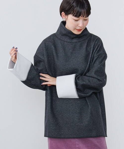 BEAMS HEART（ビームスハート）の「モックネック ワイドスリーブ プルオーバー（Tシャツ/カットソー・レディース・ホワイト系その他5/ライトグレー/ブラック・FREE）」の15枚目の写真