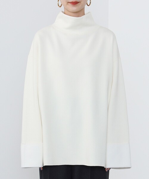 BEAMS HEART（ビームスハート）の「モックネック ワイドスリーブ プルオーバー（Tシャツ/カットソー・レディース・ホワイト系その他5/ライトグレー/ブラック・FREE）」の21枚目の写真