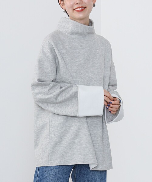 BEAMS HEART（ビームスハート）の「モックネック ワイドスリーブ プルオーバー（Tシャツ/カットソー・レディース・ホワイト系その他5/ライトグレー/ブラック・FREE）」の3枚目の写真