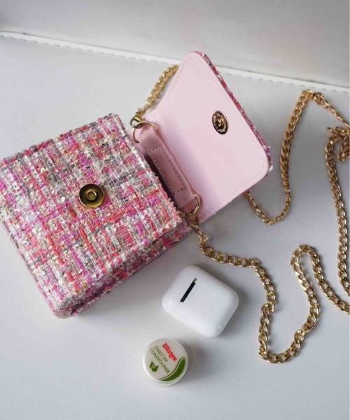 PICCIN(ピッチン)の「パールハンドルツイードミニバッグ(ショルダーバッグ・レディース・ピンク/ベージュ/ブラック・FREE)」の4枚目の写真