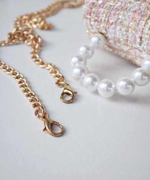 PICCIN(ピッチン)の「パールハンドルツイードミニバッグ(ショルダーバッグ・レディース・ピンク/ベージュ/ブラック・FREE)」の13枚目の写真