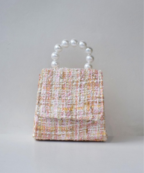PICCIN(ピッチン)の「パールハンドルツイードミニバッグ(ショルダーバッグ・レディース・ピンク/ベージュ/ブラック・FREE)」の5枚目の写真