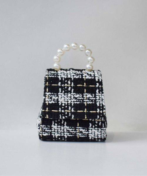 PICCIN(ピッチン)の「パールハンドルツイードミニバッグ(ショルダーバッグ・レディース・ピンク/ベージュ/ブラック・FREE)」の9枚目の写真