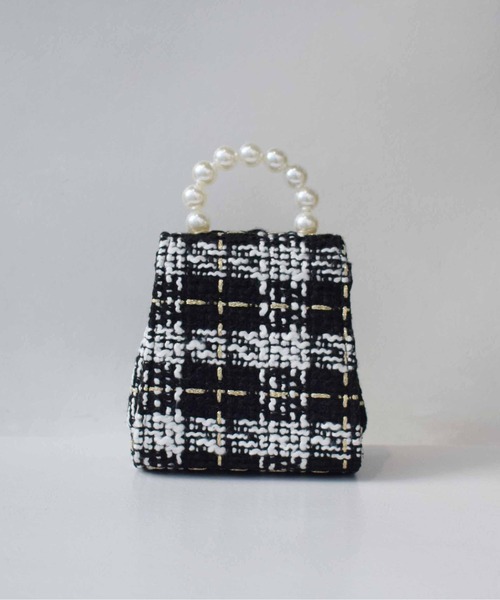PICCIN(ピッチン)の「パールハンドルツイードミニバッグ(ショルダーバッグ・レディース・ピンク/ベージュ/ブラック・FREE)」の10枚目の写真
