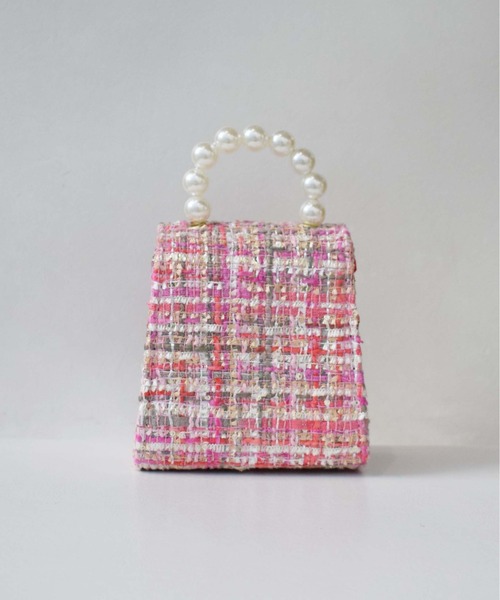 PICCIN(ピッチン)の「パールハンドルツイードミニバッグ(ショルダーバッグ・レディース・ピンク/ベージュ/ブラック・FREE)」の8枚目の写真