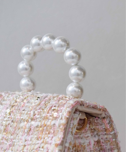 PICCIN(ピッチン)の「パールハンドルツイードミニバッグ(ショルダーバッグ・レディース・ピンク/ベージュ/ブラック・FREE)」の15枚目の写真