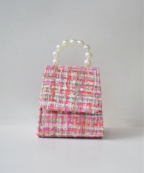 PICCIN(ピッチン)の「パールハンドルツイードミニバッグ(ショルダーバッグ・レディース・ピンク/ベージュ/ブラック・FREE)」の7枚目の写真