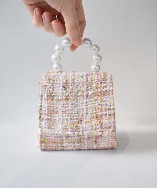 PICCIN(ピッチン)の「パールハンドルツイードミニバッグ(ショルダーバッグ・レディース・ピンク/ベージュ/ブラック・FREE)」の14枚目の写真