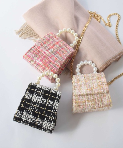 PICCIN(ピッチン)の「パールハンドルツイードミニバッグ(ショルダーバッグ・レディース・ピンク/ベージュ/ブラック・FREE)」の19枚目の写真