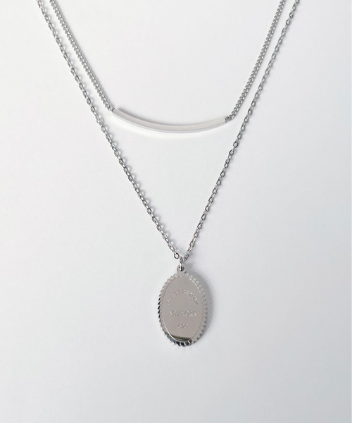 sowang（ソワン）の「【ステンレス】 2連メタルプレート モチーフネックレス（ネックレス・レディース・シルバー/ゴールド・FREE）」の2枚目の写真