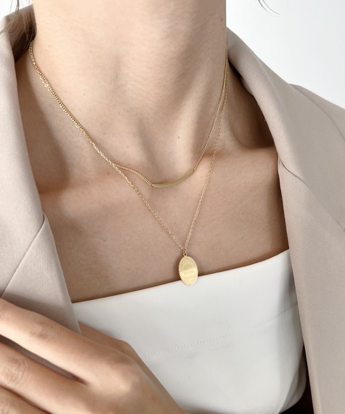 sowang（ソワン）の「【ステンレス】 2連メタルプレート モチーフネックレス（ネックレス・レディース・シルバー/ゴールド・FREE）」の12枚目の写真