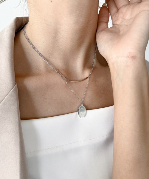 sowang（ソワン）の「【ステンレス】 2連メタルプレート モチーフネックレス（ネックレス・レディース・シルバー/ゴールド・FREE）」の7枚目の写真