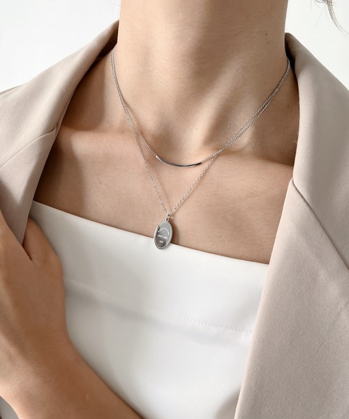 sowang（ソワン）の「【ステンレス】 2連メタルプレート モチーフネックレス（ネックレス・レディース・シルバー/ゴールド・FREE）」の6枚目の写真