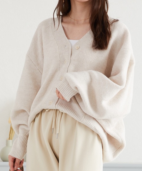 acro（アクロ）の「Vネックニットドルマンカーディガン/AC3828（カーディガン/ボレロ・レディース・ピンク/アイボリー/ブラック/ブラウン・ﾌﾘ-）」の2枚目の写真