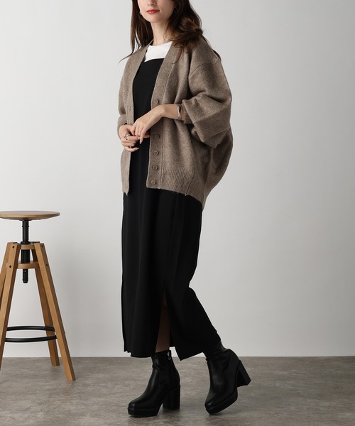 acro（アクロ）の「Vネックニットドルマンカーディガン/AC3828（カーディガン/ボレロ・レディース・ピンク/アイボリー/ブラック/ブラウン・ﾌﾘ-）」の8枚目の写真