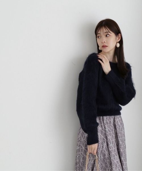 PROPORTION BODY DRESSING（プロポーションボディドレッシング）の「バックレースブラッシュニット / 1213270040（ニット/セーター・レディース・ネイビー/ホワイト系その他/グレー・FREE）」の4枚目の写真