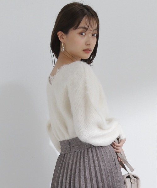 PROPORTION BODY DRESSING（プロポーションボディドレッシング）の「バックレースブラッシュニット / 1213270040（ニット/セーター・レディース・ネイビー/ホワイト系その他/グレー・FREE）」の11枚目の写真