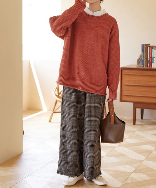 Viola e Viola(ヴィオラエヴィオラ)の「ゆるストレートチェックパンツ(その他パンツ・レディース・ブラック/ブラウン・LL/M/3L/L)」の13枚目の写真