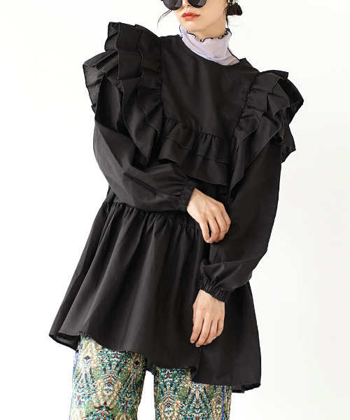 pium ティアードフリルブラウス セール】フリルブラウス ティアード フリル ボリュームブラウス