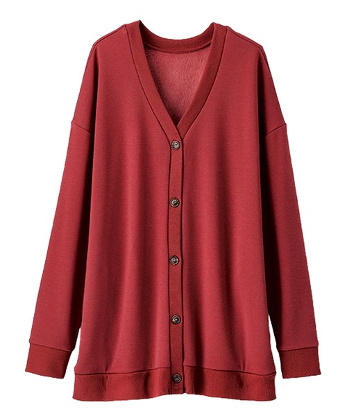 BELLUNA PLUS(ベルーナ)の「裏ファー素材前ボタンデザインカーディガン(Tシャツ/カットソー・レディース・レッド/グリーン/イエロー/チャコール・MEDIUM/LARGE/X-LARGE)」の12枚目の写真