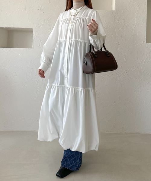 apres jour clair(アプレジュールクレア)の「【apres jour clair】バルーンティアードワンピ【ZOZOTOWN限定アイテム】(ワンピース・レディース・オフホワイト/グレイッシュベージュ/ブラック・フリー/X-LARGE)」の6枚目の写真