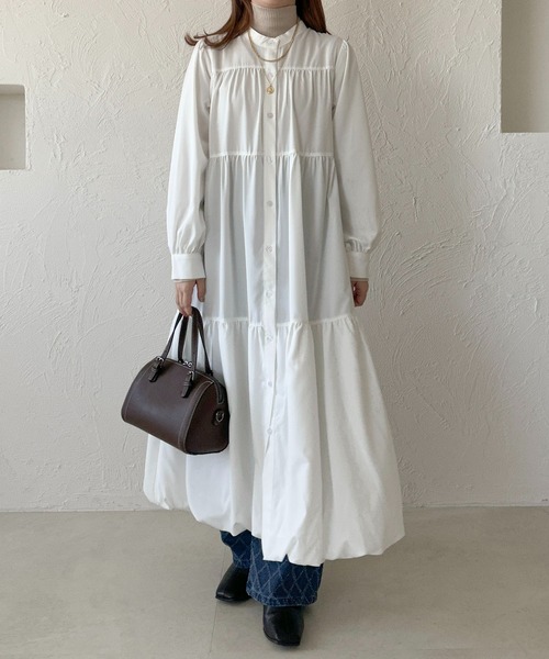 apres jour clair(アプレジュールクレア)の「【apres jour clair】バルーンティアードワンピ【ZOZOTOWN限定アイテム】(ワンピース・レディース・オフホワイト/グレイッシュベージュ/ブラック・フリー/X-LARGE)」の9枚目の写真