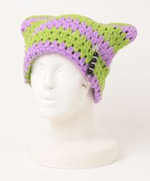 Anthe（アンテ）の「【Anthe/アンテ】ハートチャームパンクボーダー猫耳ワッチ  / ANT-0008（ニットキャップ/ビーニー）」
