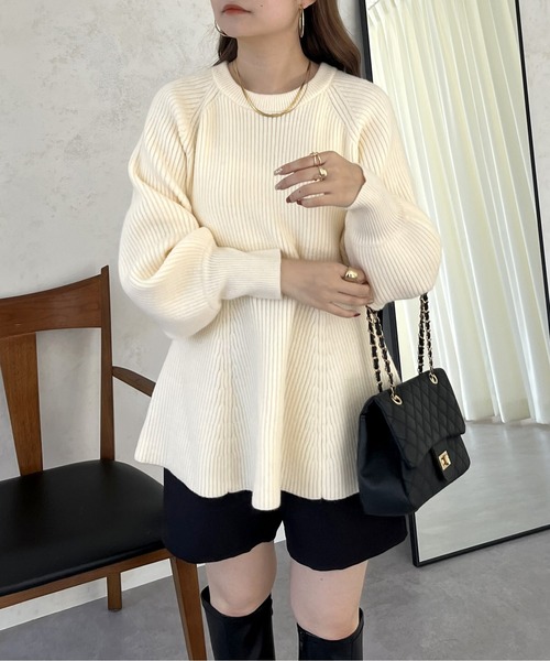 prose verse（プロズヴェール）の「ラグランペプラムリブニット（ニット/セーター・レディース・アイボリー/グレー/ブラック・ﾌﾘ-）」の5枚目の写真