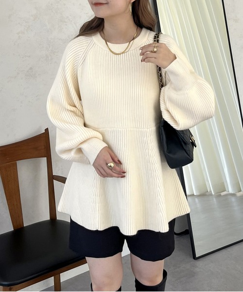 prose verse（プロズヴェール）の「ラグランペプラムリブニット（ニット/セーター・レディース・アイボリー/グレー/ブラック・ﾌﾘ-）」の14枚目の写真