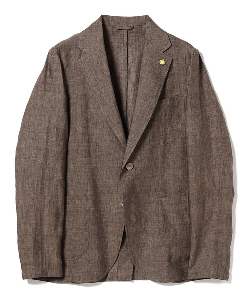 GIANNETTO（ジャンネット）の「GIANNETTO × Brilla per il gusto / 別注 リネン ブラウン ジャケット（テーラードジャケット・メンズ・ダークブラウン・50/48/46/44/52）」の2枚目の写真