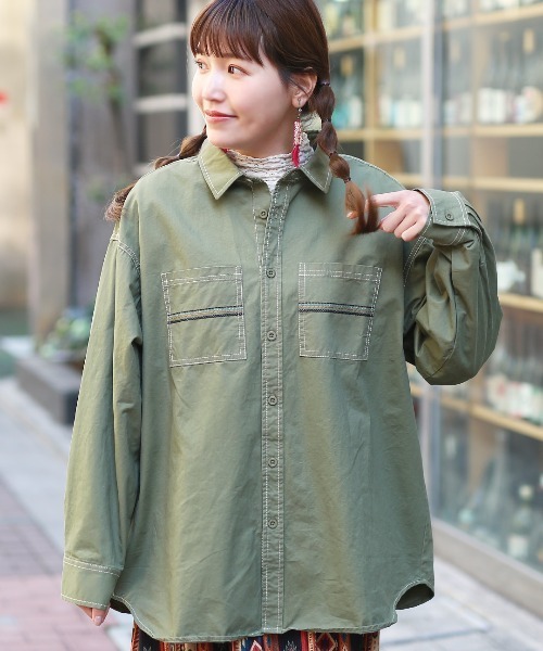 チチカカ（チチカカ）の「綿ツイルチマヨ刺繍シャツ（シャツ/ブラウス・レディース・ベージュ/カーキ・FREE）」の8枚目の写真