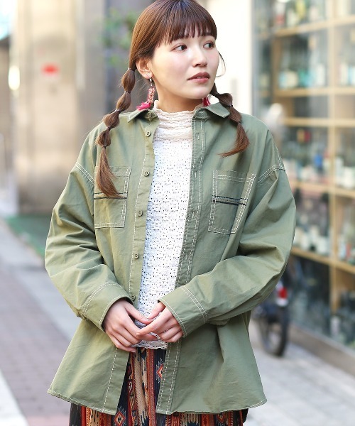 チチカカ（チチカカ）の「綿ツイルチマヨ刺繍シャツ（シャツ/ブラウス・レディース・ベージュ/カーキ・FREE）」の9枚目の写真