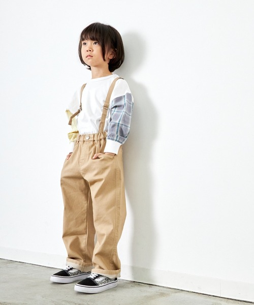 MAKE YOUR DAY（メイクユアデイ）の「チェックとストライプの袖の長袖Tシャツ■80～140cm（Tシャツ/カットソー・キッズ・グレー/オフホワイト・100/80/110/120/90/140/130）」の12枚目の写真