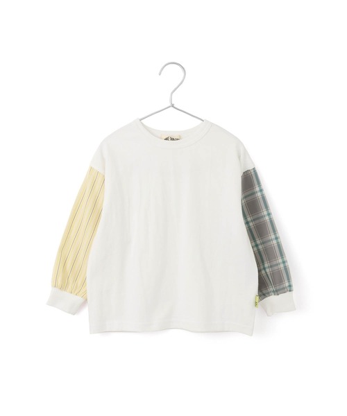 MAKE YOUR DAY（メイクユアデイ）の「チェックとストライプの袖の長袖Tシャツ■80～140cm（Tシャツ/カットソー・キッズ・グレー/オフホワイト・100/80/110/120/90/140/130）」の15枚目の写真