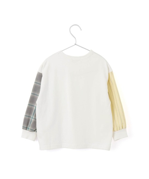 MAKE YOUR DAY（メイクユアデイ）の「チェックとストライプの袖の長袖Tシャツ■80～140cm（Tシャツ/カットソー・キッズ・グレー/オフホワイト・100/80/110/120/90/140/130）」の16枚目の写真