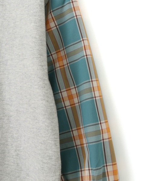 MAKE YOUR DAY（メイクユアデイ）の「チェックとストライプの袖の長袖Tシャツ■80～140cm（Tシャツ/カットソー・キッズ・グレー/オフホワイト・100/80/110/120/90/140/130）」の20枚目の写真