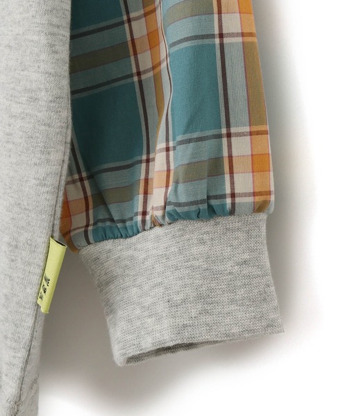 MAKE YOUR DAY（メイクユアデイ）の「チェックとストライプの袖の長袖Tシャツ■80～140cm（Tシャツ/カットソー・キッズ・グレー/オフホワイト・100/80/110/120/90/140/130）」の21枚目の写真