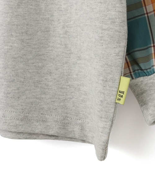 MAKE YOUR DAY（メイクユアデイ）の「チェックとストライプの袖の長袖Tシャツ■80～140cm（Tシャツ/カットソー・キッズ・グレー/オフホワイト・100/80/110/120/90/140/130）」の22枚目の写真