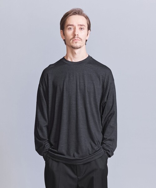 BEAUTY&YOUTH UNITED ARROWS（ビューティーアンドユースユナイテッドアローズ）の「ウォッシャブルウール ロングスリーブ Tシャツ ‐ MADE IN JAPAN ‐（Tシャツ/カットソー・メンズ・ネイビー/ダークグレー・XL/L/M/S）」の3枚目の写真