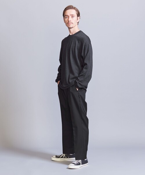 BEAUTY&YOUTH UNITED ARROWS（ビューティーアンドユースユナイテッドアローズ）の「ウォッシャブルウール ロングスリーブ Tシャツ ‐ MADE IN JAPAN ‐（Tシャツ/カットソー・メンズ・ネイビー/ダークグレー・XL/L/M/S）」の5枚目の写真