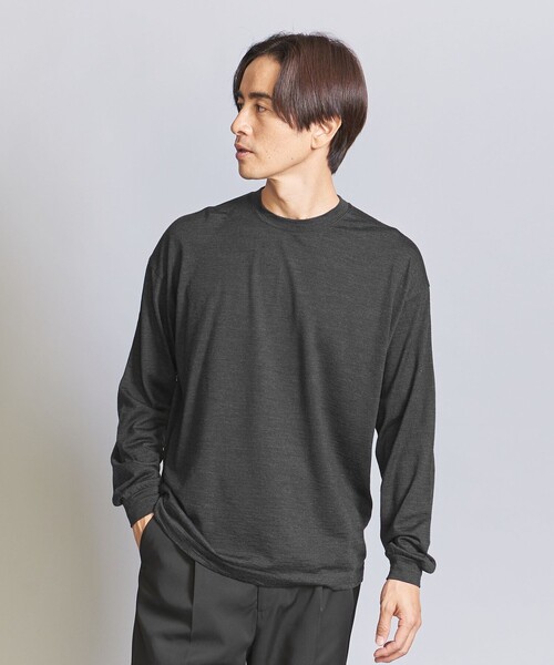 BEAUTY&YOUTH UNITED ARROWS（ビューティーアンドユースユナイテッドアローズ）の「ウォッシャブルウール ロングスリーブ Tシャツ ‐ MADE IN JAPAN ‐（Tシャツ/カットソー・メンズ・ネイビー/ダークグレー・XL/L/M/S）」の6枚目の写真