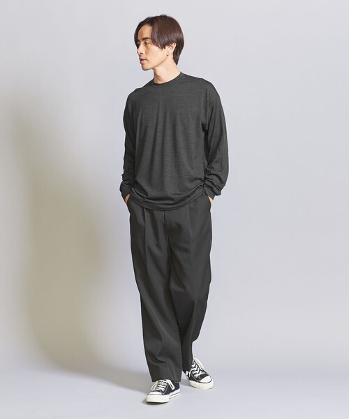 BEAUTY&YOUTH UNITED ARROWS（ビューティーアンドユースユナイテッドアローズ）の「ウォッシャブルウール ロングスリーブ Tシャツ ‐ MADE IN JAPAN ‐（Tシャツ/カットソー・メンズ・ネイビー/ダークグレー・XL/L/M/S）」の7枚目の写真