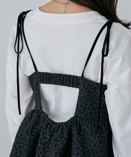 VIS（ビス）の「ジャガードバルーンリボンキャミソール（キャミソール・レディース・ブラック/ライトグリーン・FREE）」の8枚目の写真