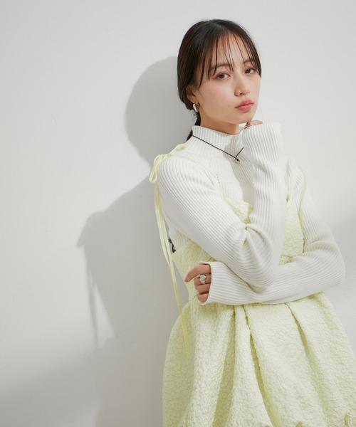 VIS（ビス）の「ジャガードバルーンリボンキャミソール（キャミソール・レディース・ブラック/ライトグリーン・FREE）」の14枚目の写真